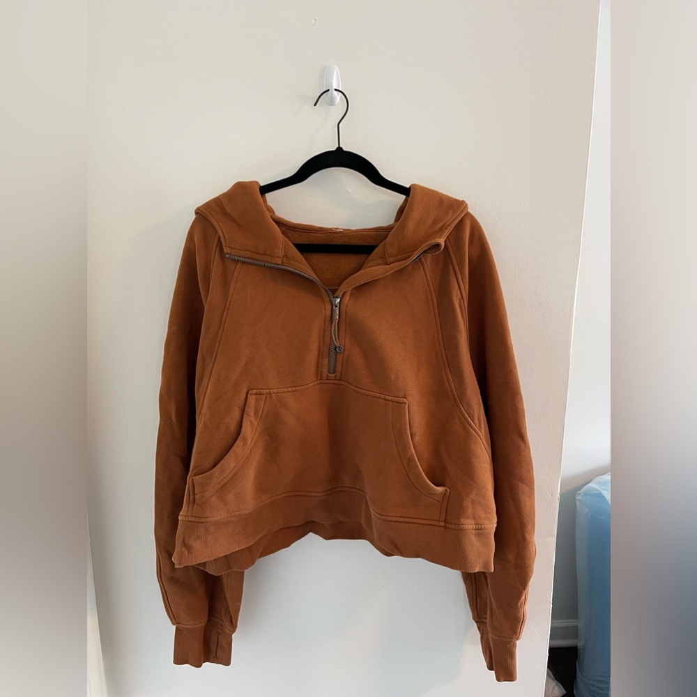 Burnt brown lululemon scuba oversized half-zip hoodie